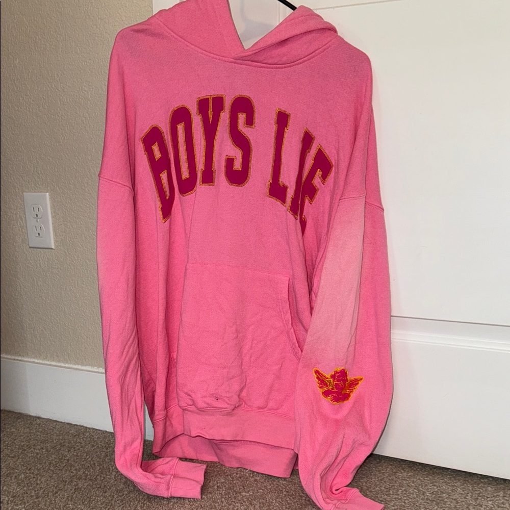 Boys Lie Pink Hoodie with Red Accents